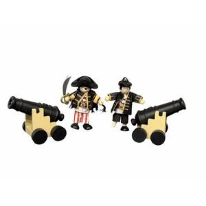 Le Toy Van Barbarossa Wooden Pirate Figures & Two Wooden Cannons